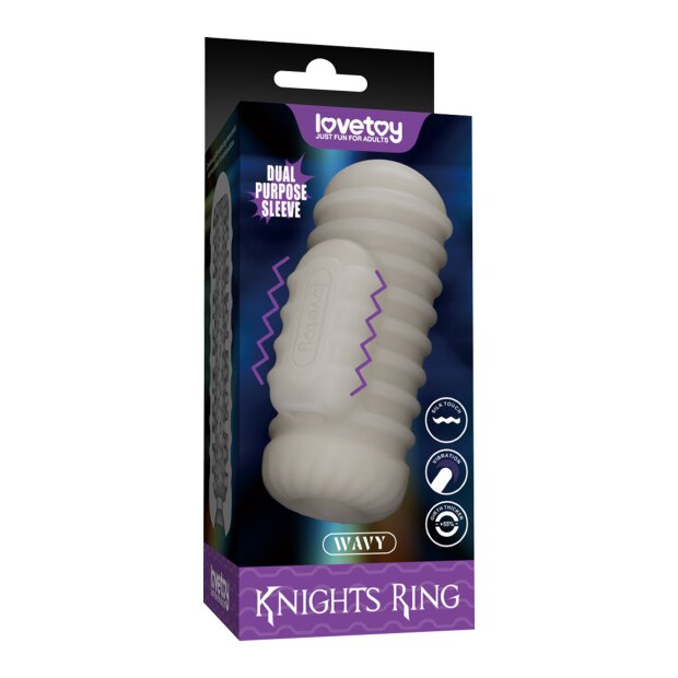 LoveToy Knights Ring Vibrating Dual Purpose Sleeve Wavy White