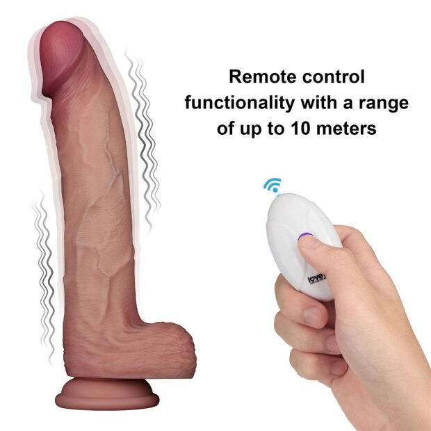 LoveToy Vibrating Sliding Skin Pro II with remote control 10"/ 25 cm Nude