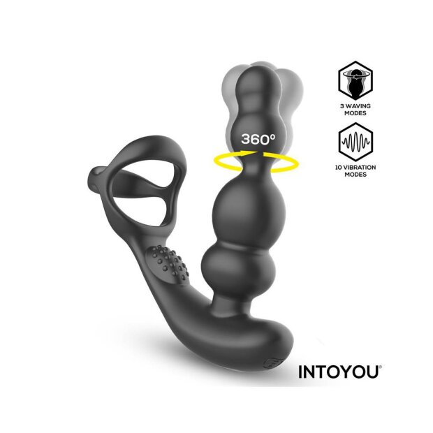 INTOYOU Klark Waving & Vibrating Anal Plug with Remote Black