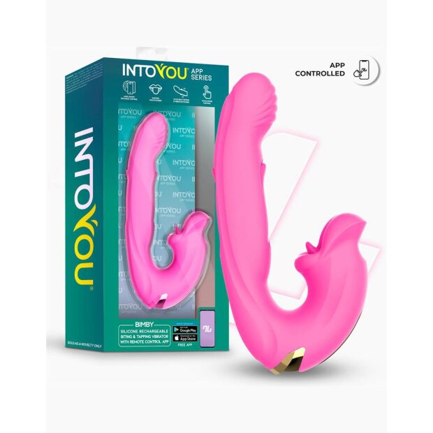 INTOYOU Bimby Biting and Double Tongue Tapping Vibrator with App Pink