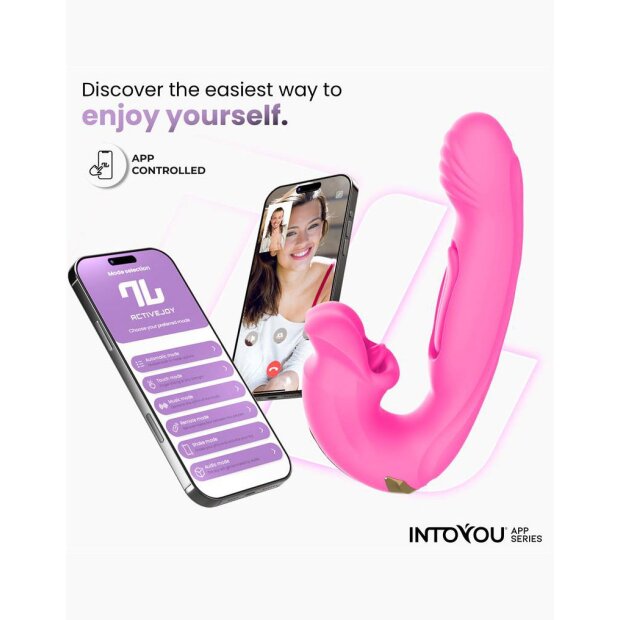 INTOYOU Bimby Biting and Double Tongue Tapping Vibrator with App Pink