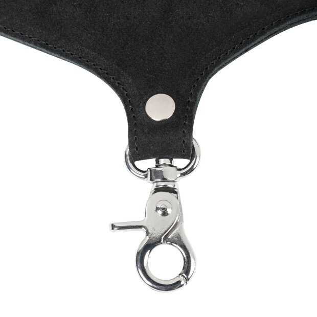 Rimba Wildlederhalsband mit abnehmbarer Peitsche Schwarz