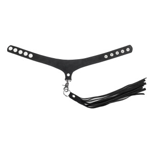Rimba Wildlederhalsband mit abnehmbarer Peitsche Schwarz
