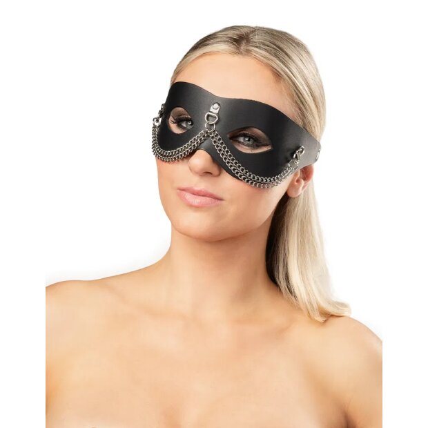 Rimba Leather Eye Mask with Chain Decoration Silver Black