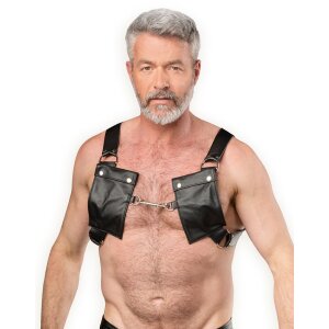 Rimba Leather Chest Harness with Pockets Black One Size