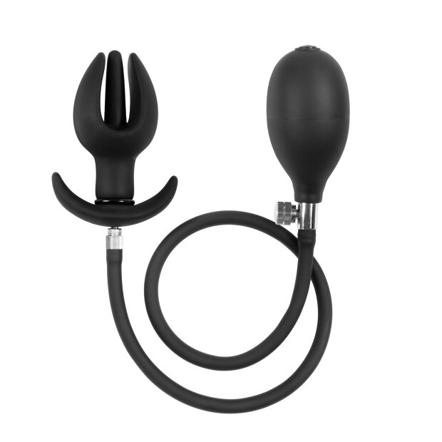 Rimba Leather Chastity Belt with Inflatable Anal Plug Black