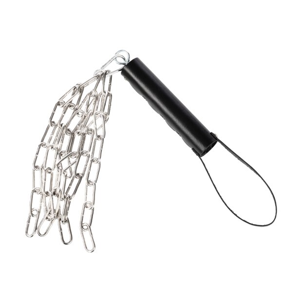 Rimba Fouet en cuir avec chaîne en métal Argent Noir