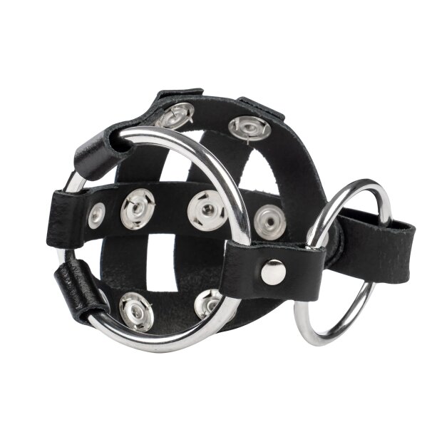 Rimba Leather Ball Cage with Spikes M-L Black
