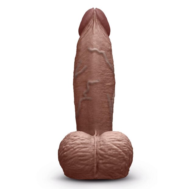 B-Vibe Slipskin Realistic Silicone Dildo 6 Inch Girthy Brown