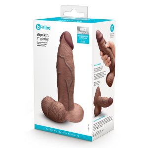 B-Vibe Slipskin Realistic Silicone Dildo 7 Inch Girthy Brown