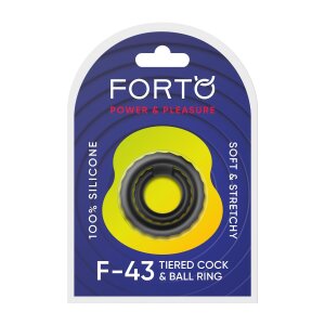 Forto Tiered Cock And Ball Ring Black