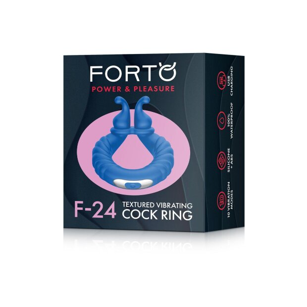 Forto F-24 Textured Vibrating Cockring Blue