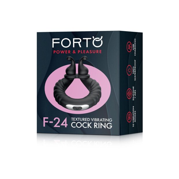 Forto F-24 Textured Vibrating Cockring Schwarz