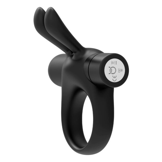 Forto Bunny Vibrating Penis Ring Black