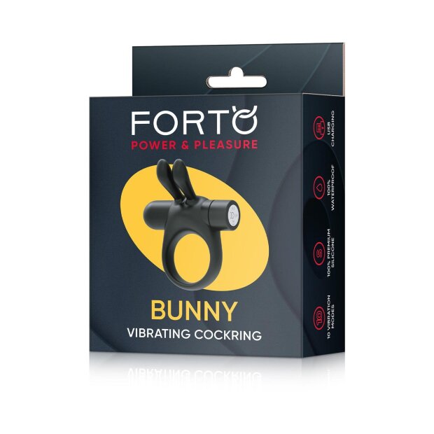 Forto Bunny Vibrating Penis Ring Black
