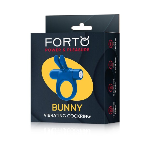 Forto Bunny Vibrating Penis Ring Blue