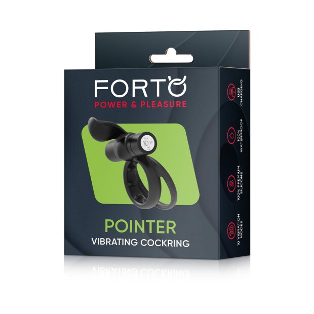 Forto Pointer Vibrating Penis Ring Black