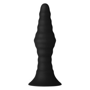 Forto Vibrating Ribbed Plug With Remote Control Small Black