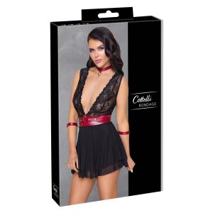 Babydoll Bondage mit rotem Gürtel XL