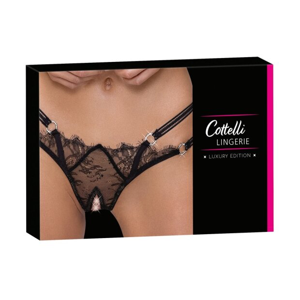 Crotchless String mit Doppelbund und Strass M/L