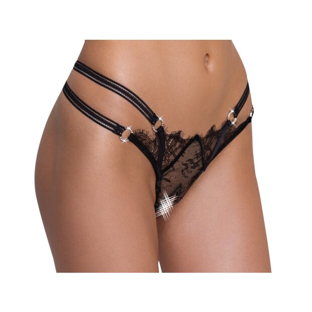 Crotchless String mit Doppelbund und Strass M/L