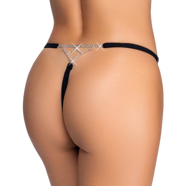 Cottelli Collection Rhinestone String Black S–L