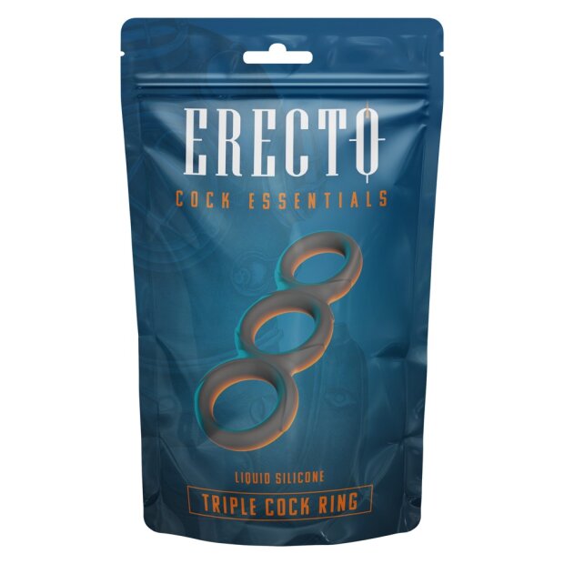 Erecto Triple Penis Ring Black Ø 2.6-3.1 cm