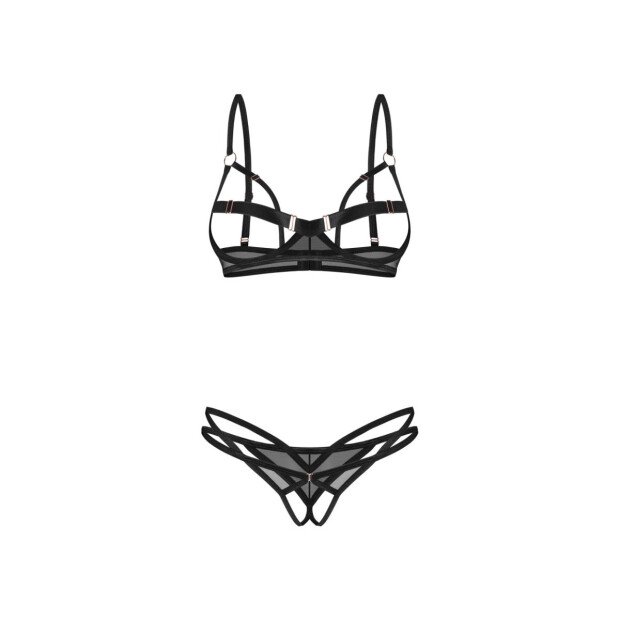 Obsessive Euridia 2-teiliges Crotchless -Set Schwarz XS-S