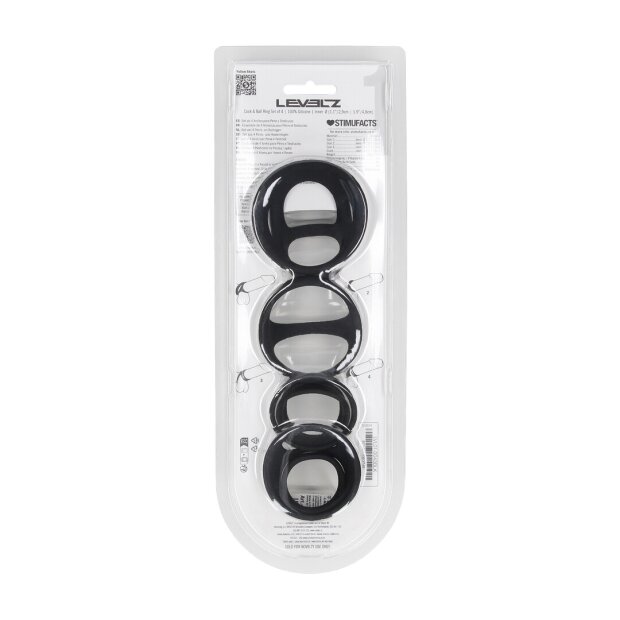 Levelz Silicone Cock and Ball Ring Set Black