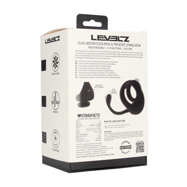 Levelz Dualmotor Silikon Penisring mit Prostata Stimulator