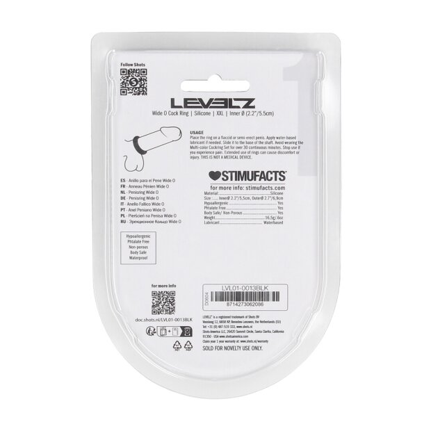 Levelz Anneau pénien O large en silicone XXL