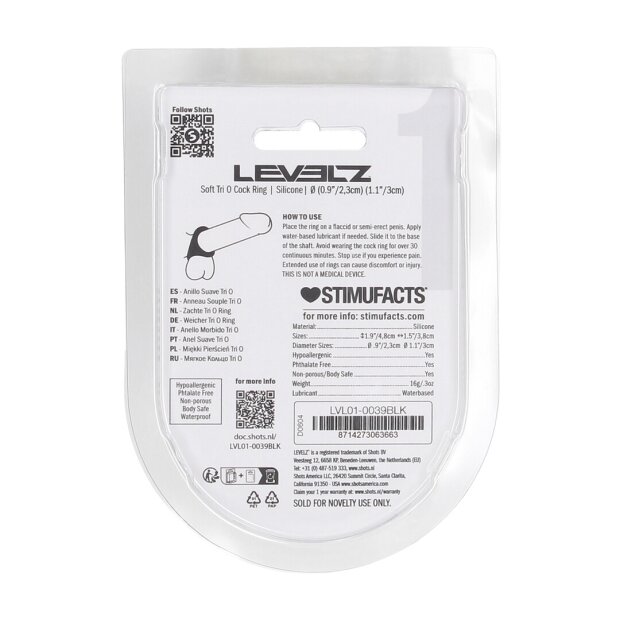 Levelz Anneau pénien et testiculaire Soft Tri O en silicone