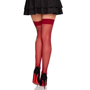 Leg Avenue Halterlose Strümpfe mit Rosen One Size