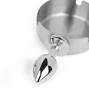 BDSMaster Round Metal Ashtray Plug, Silver