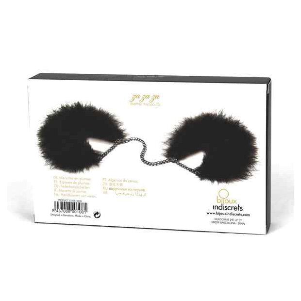 Bijoux Indiscrets Za Za Zu Feather Handcuffs Black