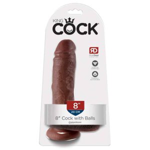 King Cock 8&quot; Cock w Balls Brow