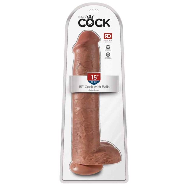 King Cock - with Balls Tan 38 cm