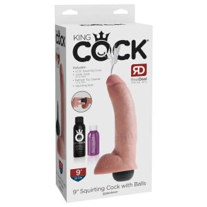 King Cock 9" Squirting Cock with Balls Flesh