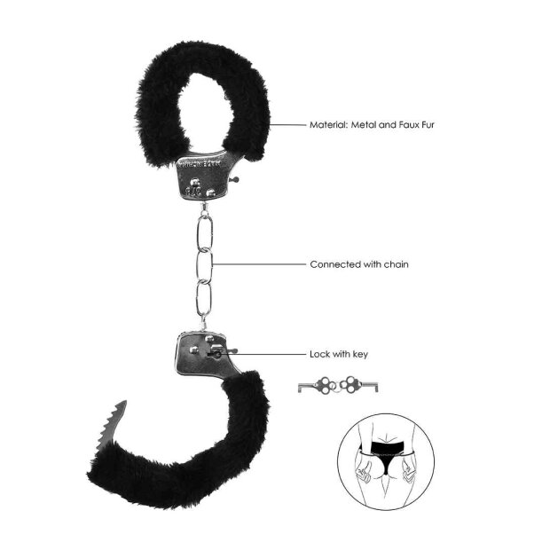 Pleasure Handcuffs Furry - Black