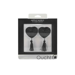 Ouch! - Nippel Quasten - Herz - schwarz - Brusten - Fetish