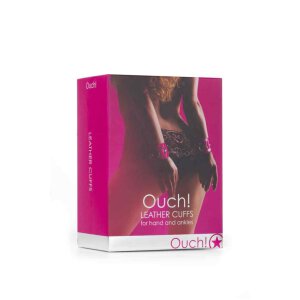 Ouch! - Leder Handschellen - rosa - Bondage Toys - Fetish