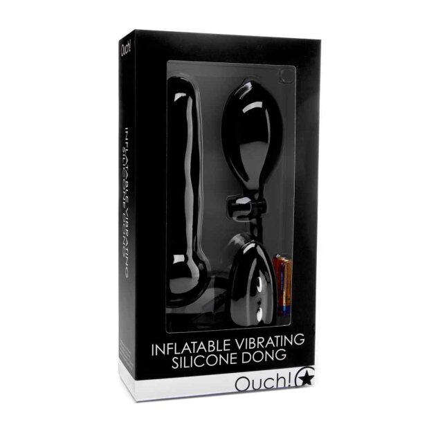 Inflatable Vibrating Silicone Dong - Black