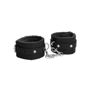 Ouch! Plush Leather Ankle Cuffs - Black