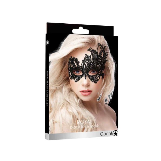 Royal Black Lace Mask  - Black
