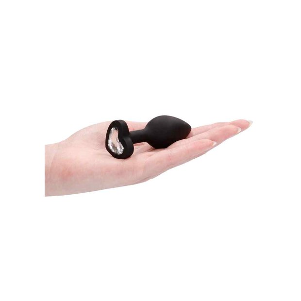Diamond Heart Butt Plug - Regular - Black