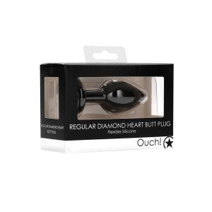 Diamond Heart Butt Plug - Regular - Black 2,8 cm