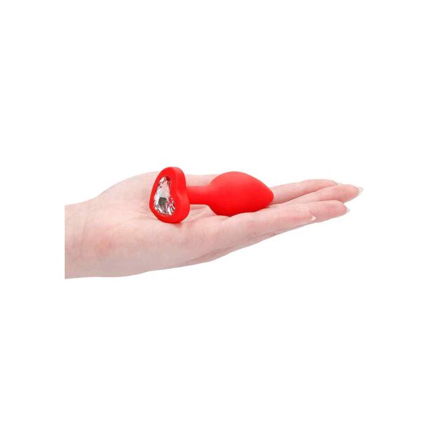 Diamond Heart Butt Plug - Regular - Red