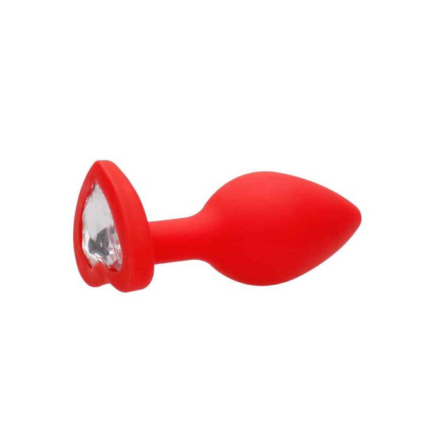 Diamond Heart Butt Plug - Regular - Red