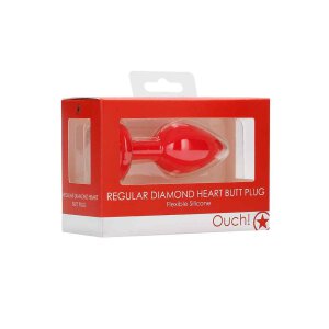 Diamond Heart Butt Plug - Regular - Red