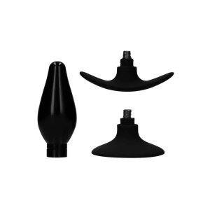 Interchangeable Butt Plug Set - Rounded Medium - Black